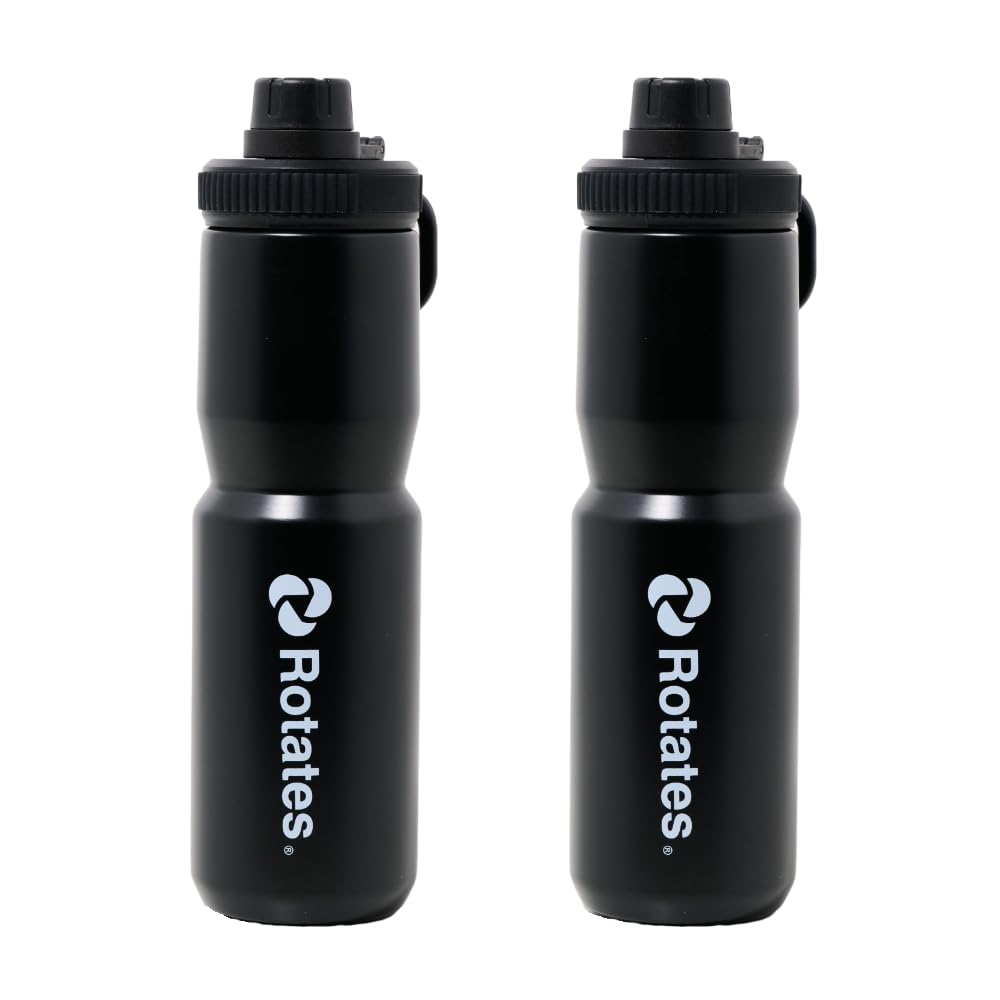 Rotates 2 PACKS 650ml Insulated Water Bottle, 22 oz Stainless Steel, Double Wall Vacuum Flask for Hot & Cold Drinks, BPA-Free, Leak-proof, for Biking, Cycling, MTB, Sports