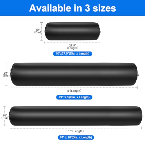 FUCNEN Inflatable Boat Fenders for Docking Heavy Duty Boat Bumpers 10"x27.5"/24" x 5'/18" x 10' Dock Fenders for Pontoon, Fishing Boat, Yacht