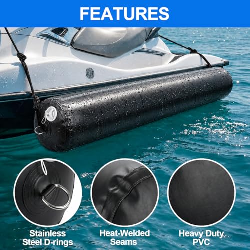 FUCNEN Inflatable Boat Fenders for Docking Heavy Duty Boat Bumpers 10"x27.5"/24" x 5'/18" x 10' Dock Fenders for Pontoon, Fishing Boat, Yacht