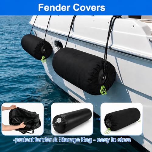 FUCNEN Inflatable Boat Fenders for Docking Heavy Duty Boat Bumpers 10"x27.5"/24" x 5'/18" x 10' Dock Fenders for Pontoon, Fishing Boat, Yacht