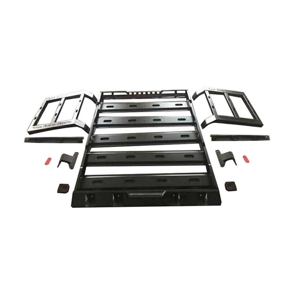 2/4 Door Steel Roof Rack W/LED Light Luggage Rack with Climbing Ladder Mount Cargo Basket Compatible for Wrangler JK JL BJ40