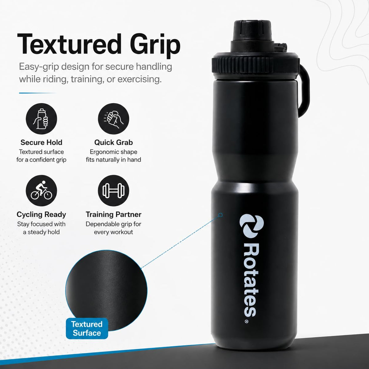 Rotates 2 PACKS 650ml Insulated Water Bottle, 22 oz Stainless Steel, Double Wall Vacuum Flask for Hot & Cold Drinks, BPA-Free, Leak-proof, for Biking, Cycling, MTB, Sports