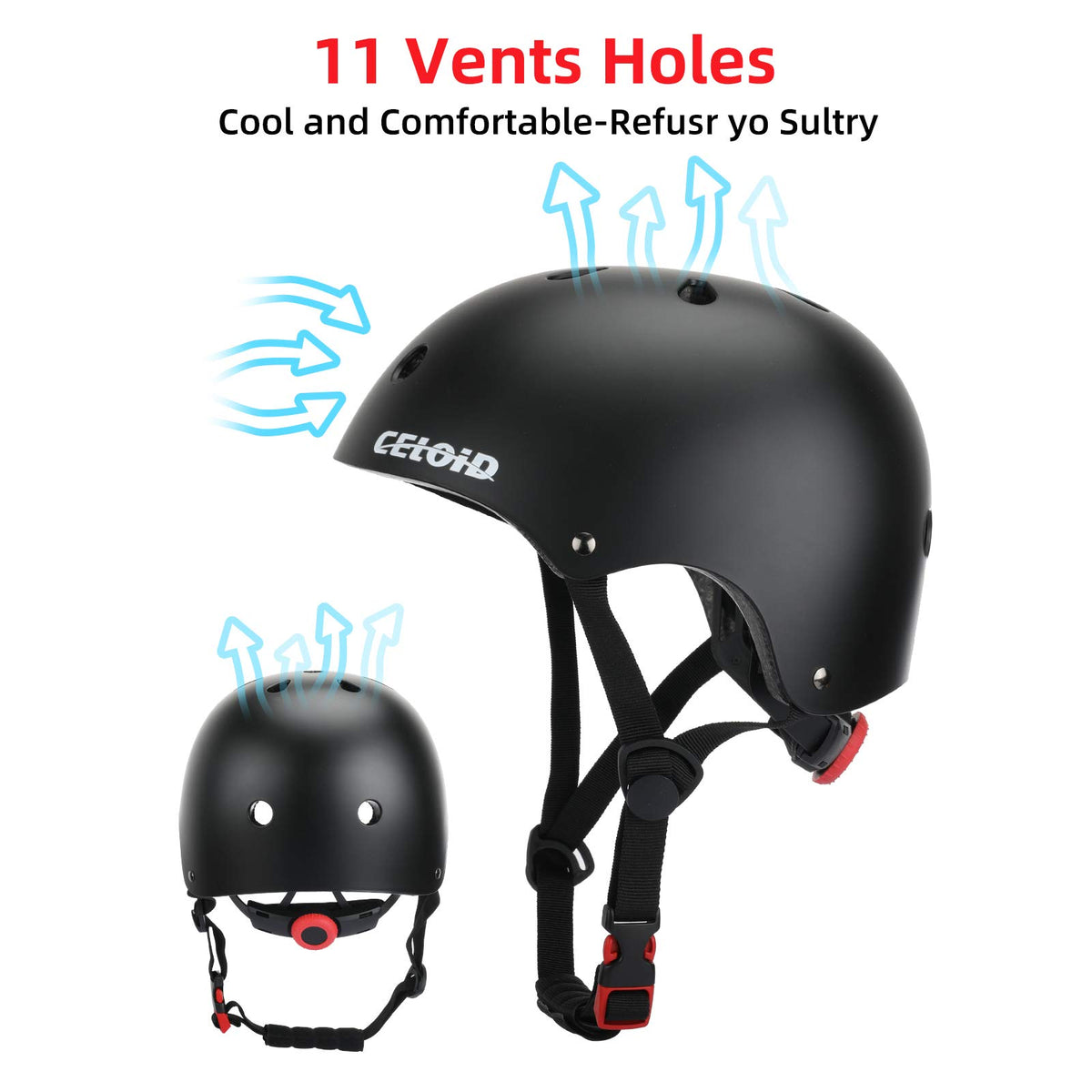 CELOID Kids Bike Skateboard Helmet Pad Set,Toddler Cyling Protective Gear Knee & Elbow Pads Wrist Guards for 5-8-10-12-14-16 Years Girls Boys Bicycle Scooter Roller Skate Inline Skating Rollerblading