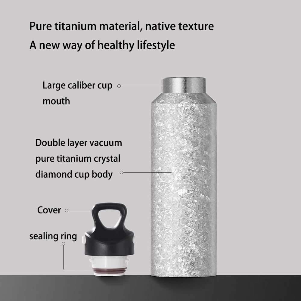 Titanium Sports Bottle - 600ml Sports Hydration Water Bottle, Pure Titanium Bottle | Leak Proof Travel Friendly Cycling Drinkware, Lightweight Camping Water Cup Can for Hiking, Camping, Travelling, Cy