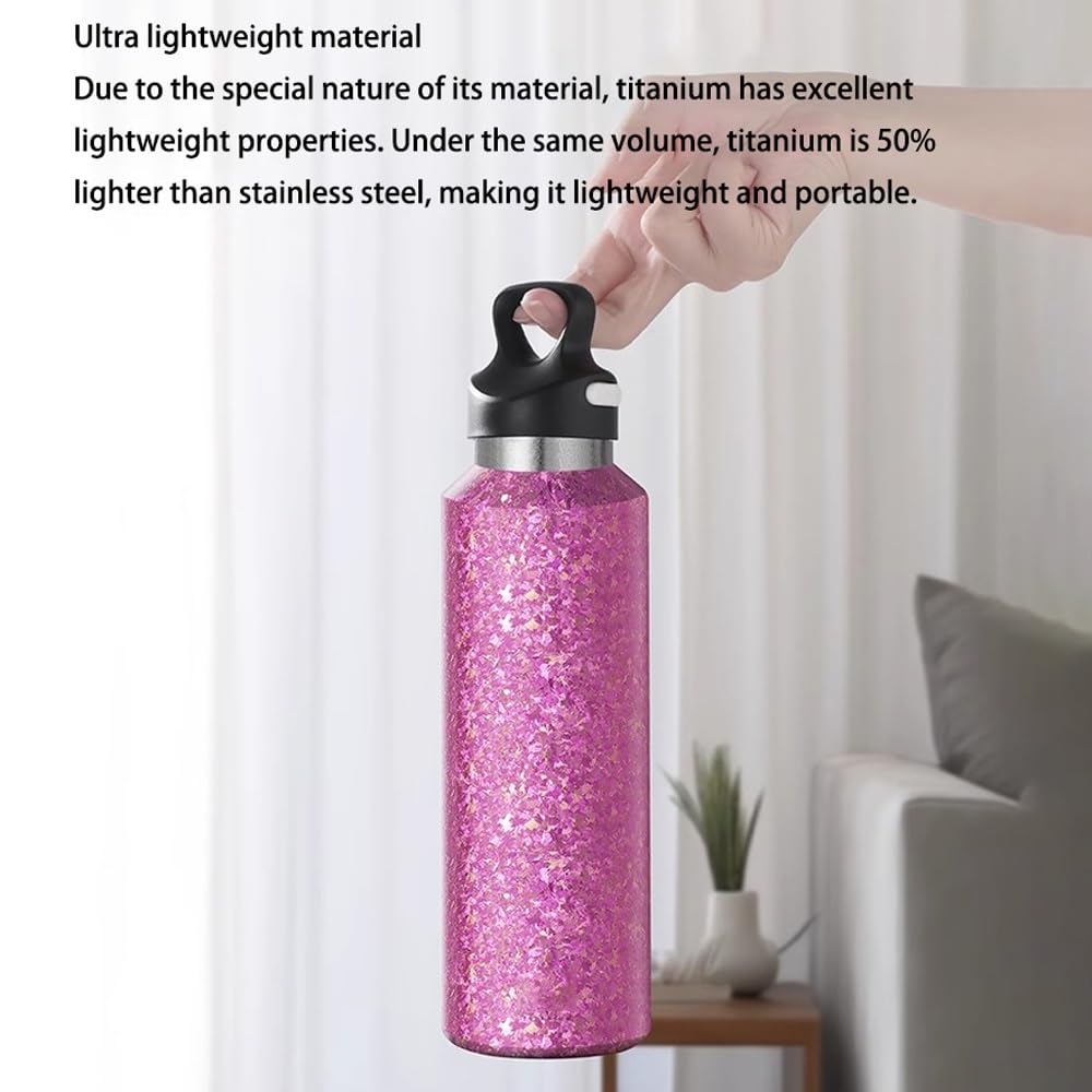 Titanium Sports Bottle - 600ml Sports Hydration Water Bottle, Pure Titanium Bottle | Leak Proof Travel Friendly Cycling Drinkware, Lightweight Camping Water Cup Can for Hiking, Camping, Travelling, Cy