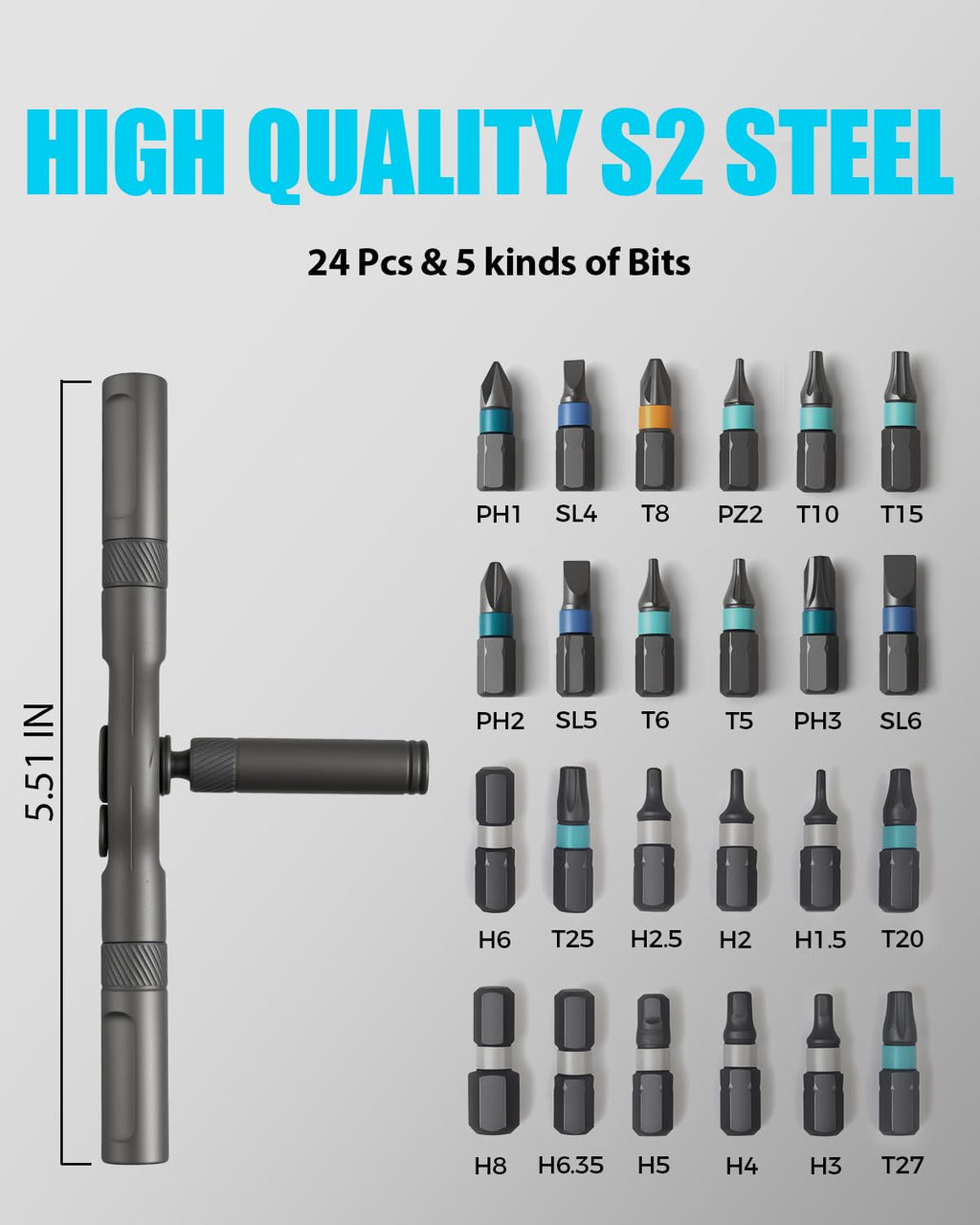 VMAN Ratchet Screwdriver Set, magnetic Screwdriver sets, S2 Steel Bits, DIY Combination Flexible Shaft, Suitable for Furniture Assembly, Precision Electrical Appliance Repair, Bicycle Tools