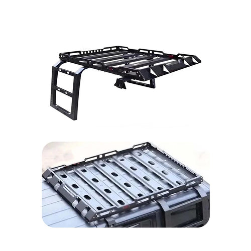 2/4 Door Steel Roof Rack W/LED Light Luggage Rack with Climbing Ladder Mount Cargo Basket Compatible for Wrangler JK JL BJ40