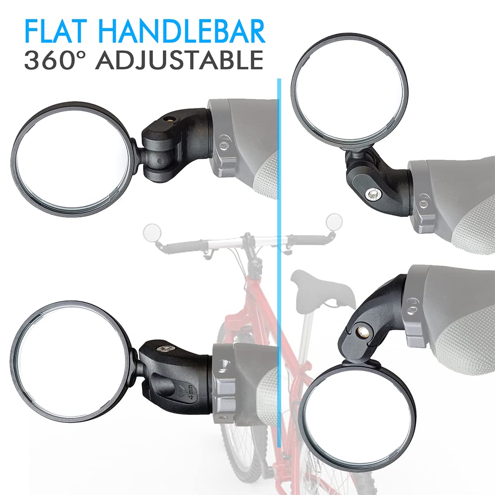 BriskMore Bike Mirrors,Bike Bar End Mirror, HD Glass Convex Lens Bicycle Rearview Mirror, Safe Cycling Rearview Mirror, Easy to Install