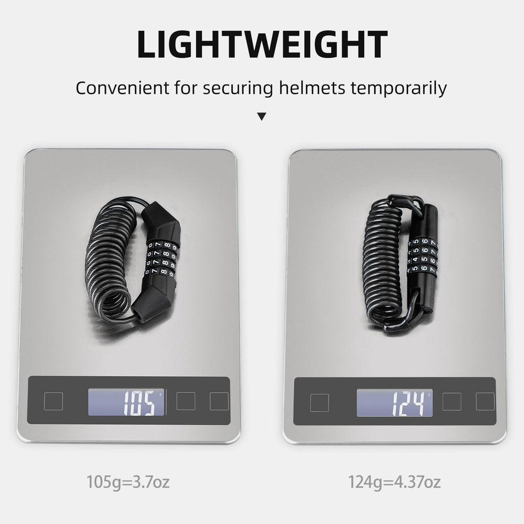 ROCKBROS Helmet Lock, Retractable 4 Digit Cable Lock for Bikes