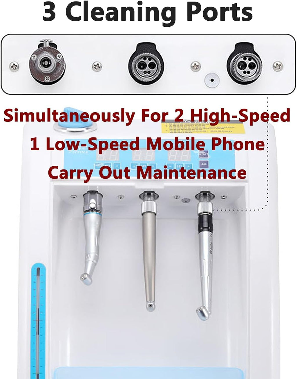 Dental Handpiece Lubrication, Oil System Handpiece Oiling Machine with 3 Cleaning Heads and Air Key, Individually Set Oiling Times, Working Pressure: 2.2kg/cm²-2.5kg/cm²