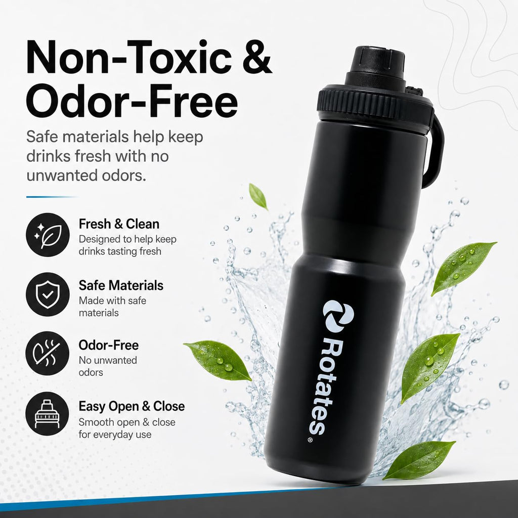 Rotates 2 PACKS 650ml Insulated Water Bottle, 22 oz Stainless Steel, Double Wall Vacuum Flask for Hot & Cold Drinks, BPA-Free, Leak-proof, for Biking, Cycling, MTB, Sports