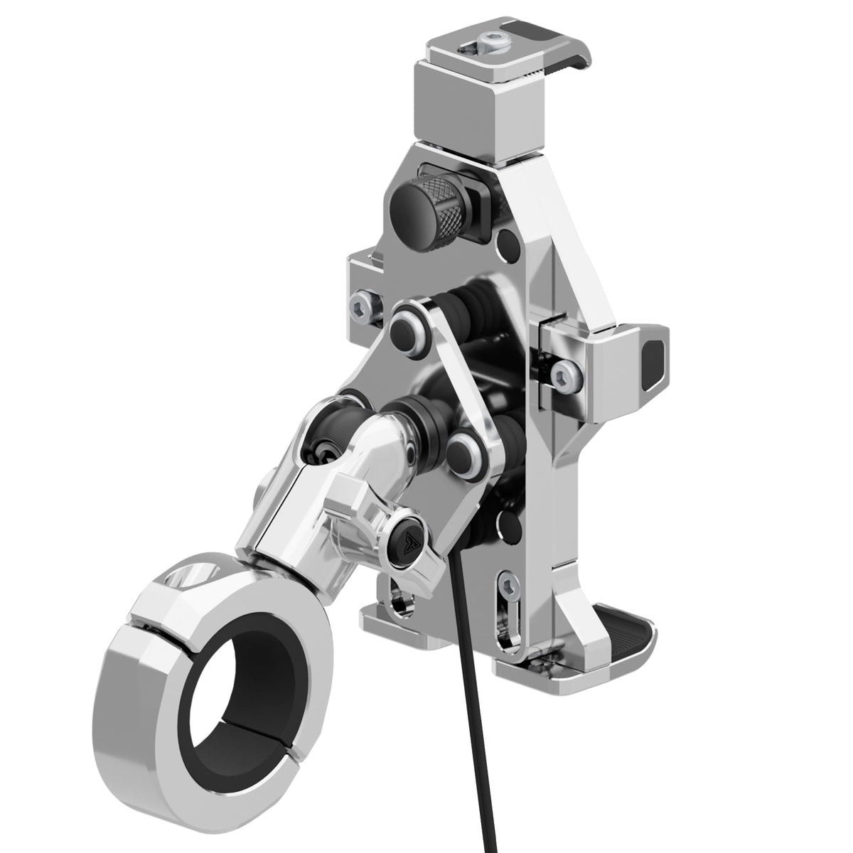 Tackform Aluminum Motorcycle Adventure Phone Mount - Vibration Dampening and Wireless Charging | BC3 Universal Clamp | Short Reach Arm