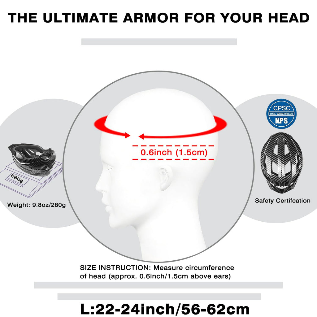 XIFENGRID Adult Bike Helmet Men Women with USB Rechargeable LED Rear Light