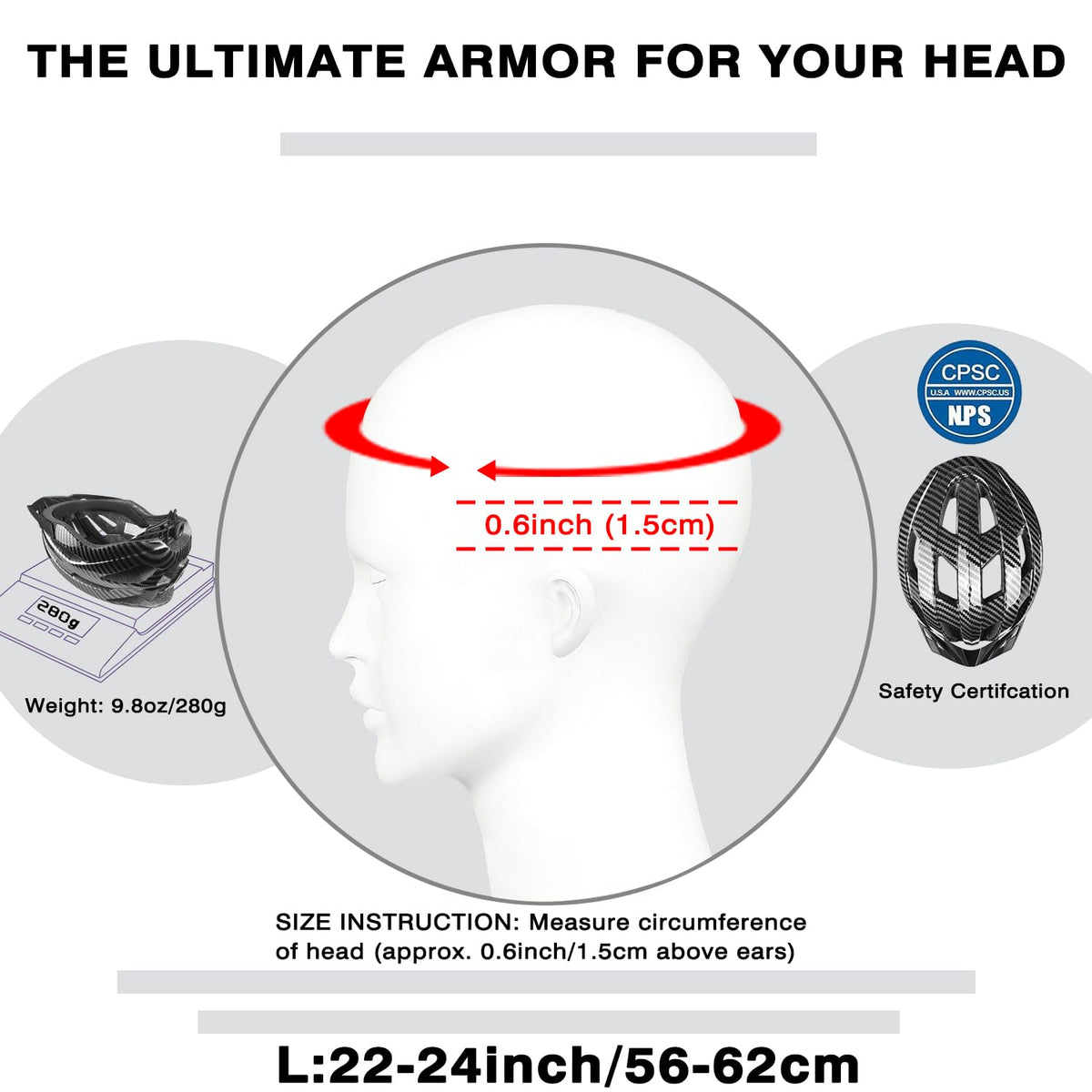 XIFENGRID Adult Bike Helmet Men Women with USB Rechargeable LED Rear Light