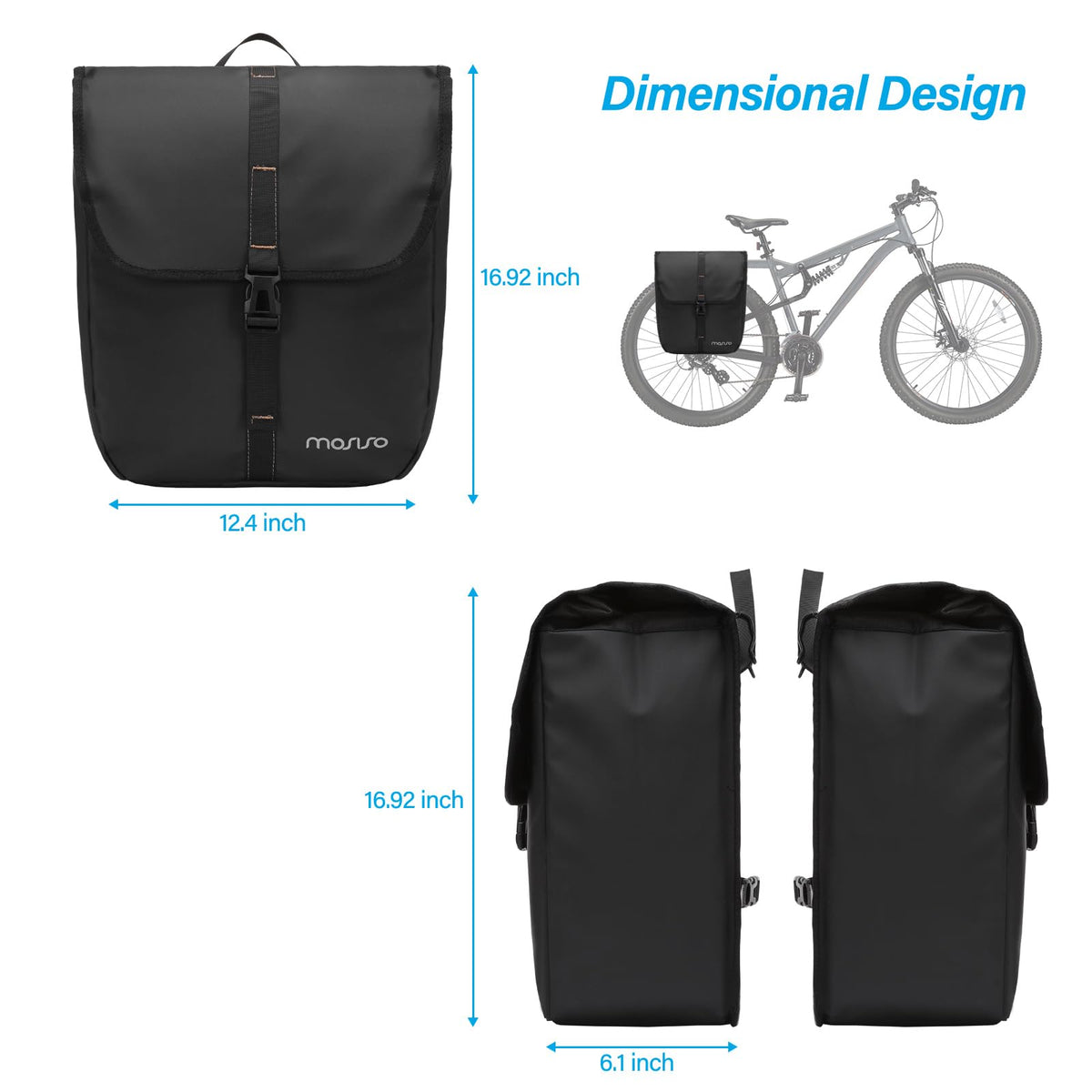 MOSISO 20L Bike Panniers, 2 Pack Waterproof Panniers Bike Bag