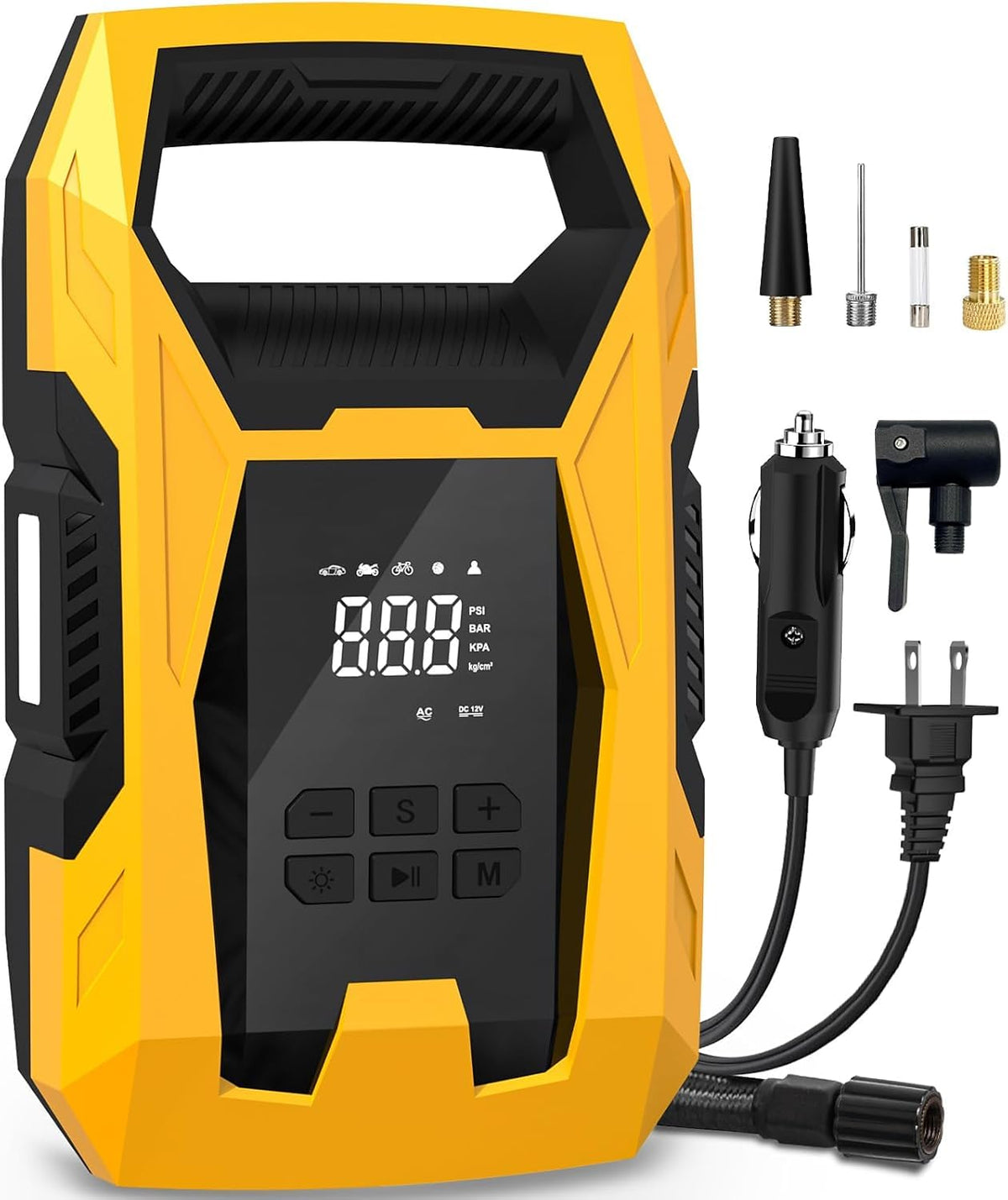 KARCOCA Portable Cordless Tire Inflator Air Compressor, Digital Air Pump with Digital Pressure Gauge, LED Light & Auto Shutoff, Tire Pump for Cars, Bikes, All Tires and Inflatables