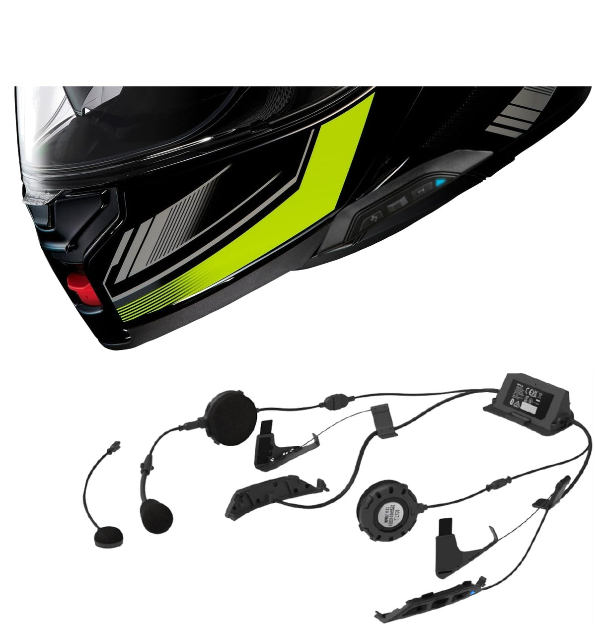 The Helmet Shop Combo Neotec 3 Modular Graphic Helmet with SRL3 Bluetooth Headset. SRL3 Headset Comes pre-Installed and Tested.