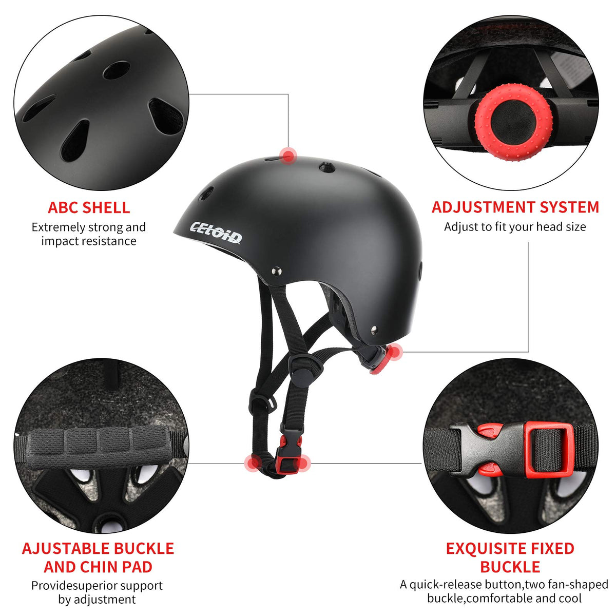 CELOID Kids Bike Skateboard Helmet Pad Set,Toddler Cyling Protective Gear Knee & Elbow Pads Wrist Guards for 5-8-10-12-14-16 Years Girls Boys Bicycle Scooter Roller Skate Inline Skating Rollerblading