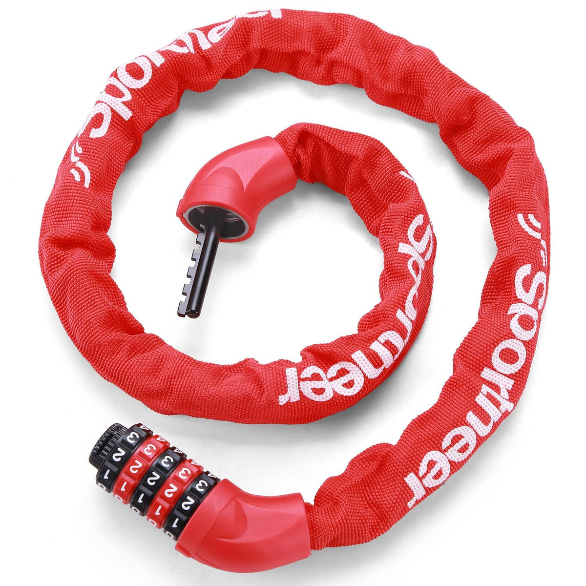 Sportneer Bike Lock: 5 Digit Combination High Security Anti Theft Bike Chain Lock - 3.2/3.6/4ft Heavy Duty Keyless Bicycle Lock for Bike, Motorcycle, Scooter, Door & Gate - 4/6mm Thick, Easy to Use