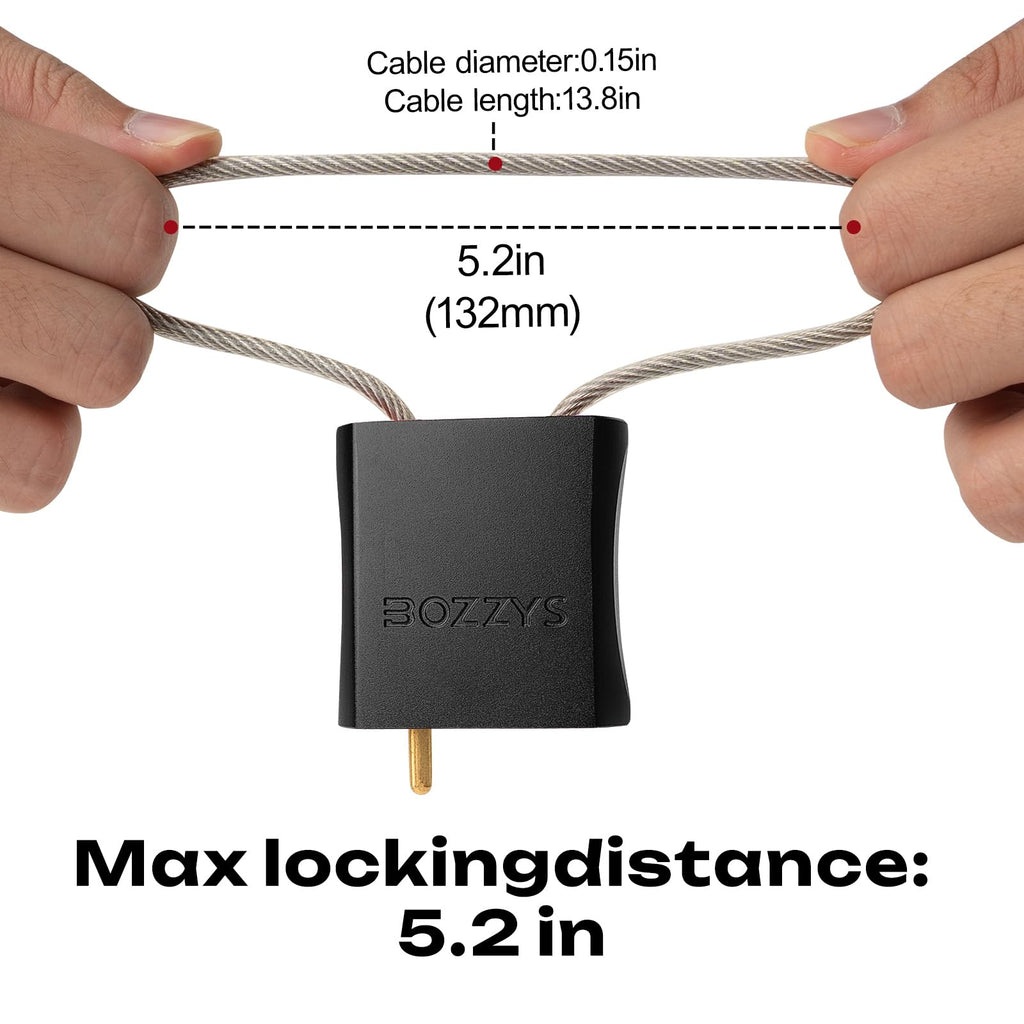 BOZZYS Cable Lock with 3 Keys | Adjustable Steel Cable Lock | Aluminum Locks for Bikes, Gate, Lockers & Outdoor Gear
