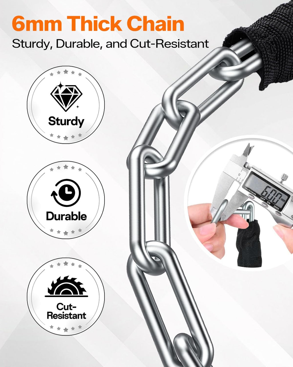 Sportneer Bike Lock: 5 Digit Combination High Security Anti Theft Bike Chain Lock - 3.2/3.6/4ft Heavy Duty Keyless Bicycle Lock for Bike, Motorcycle, Scooter, Door & Gate - 4/6mm Thick, Easy to Use