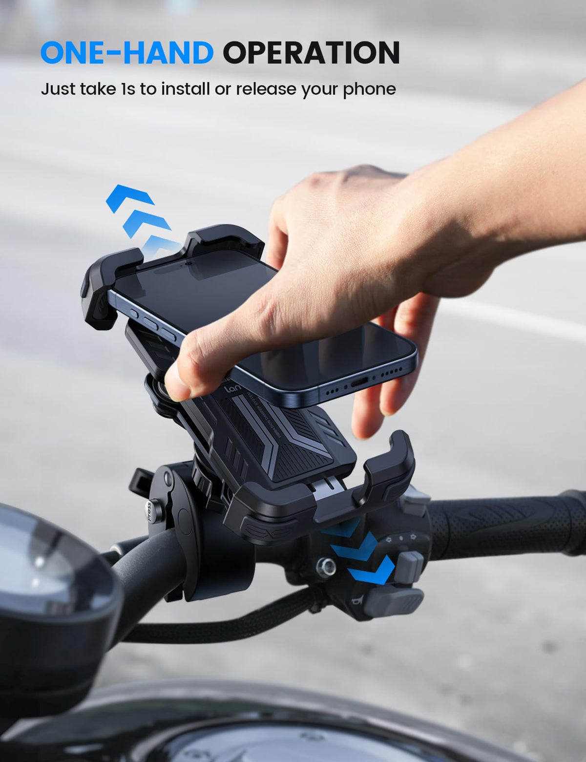 Lamicall Motorcycle Phone Mount with Vibration Dampener for 4.7-6.8" Phones