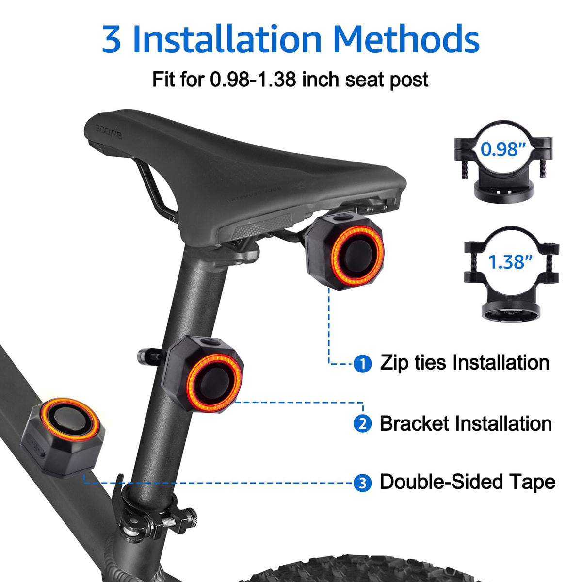 Nineleaf Bike Alarm with Tail Light, USB Rechargeable Bike Alarm with Remote,Anti-Theft EbikeTail Light, 7-Level Sensitivity, IP65 Waterproof, for Bicycles, Ebikes, Scooters(50PK