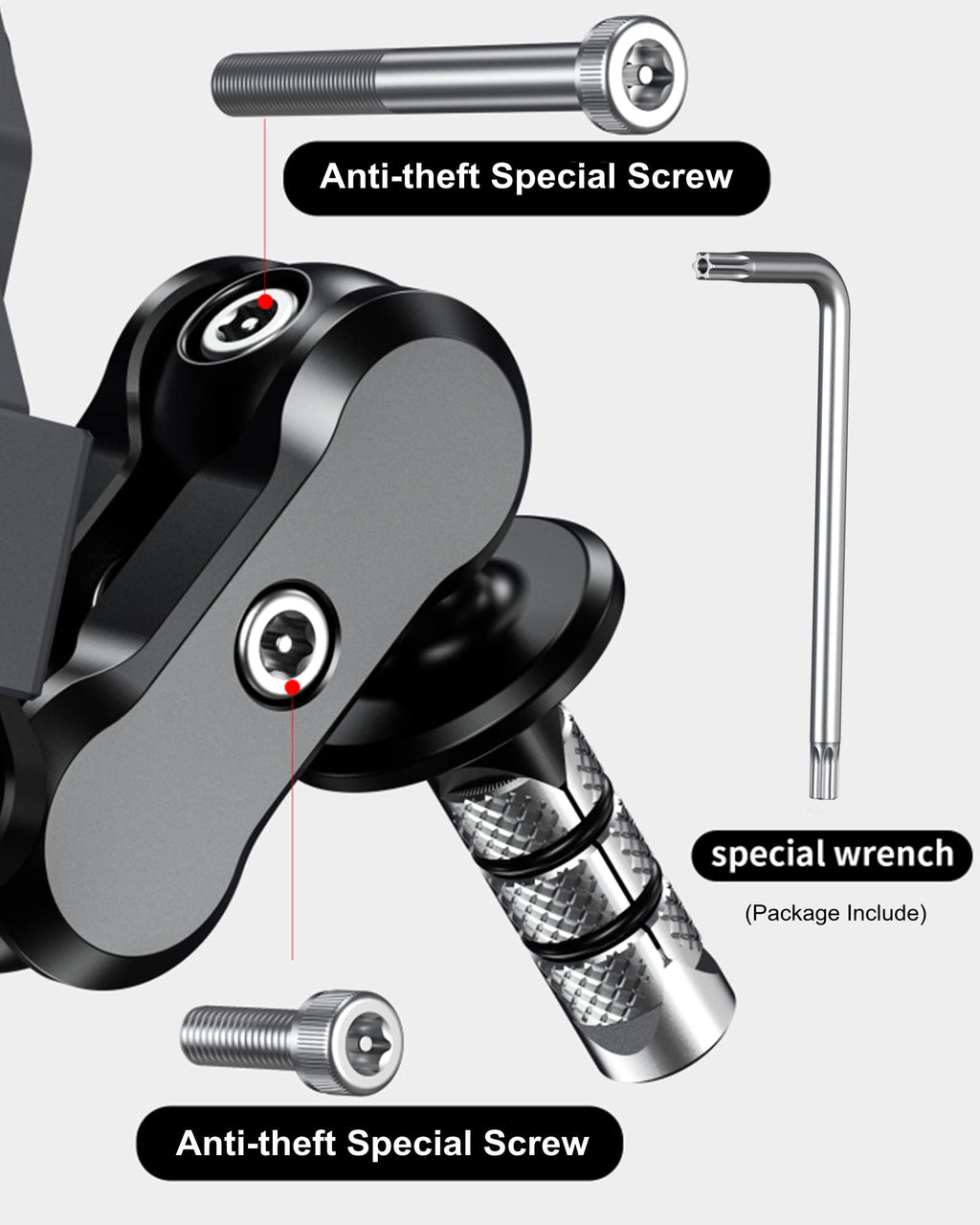 BRCOVAN Metal Anti-Theft Motorcycle Fork Stem Phone Mount Holder