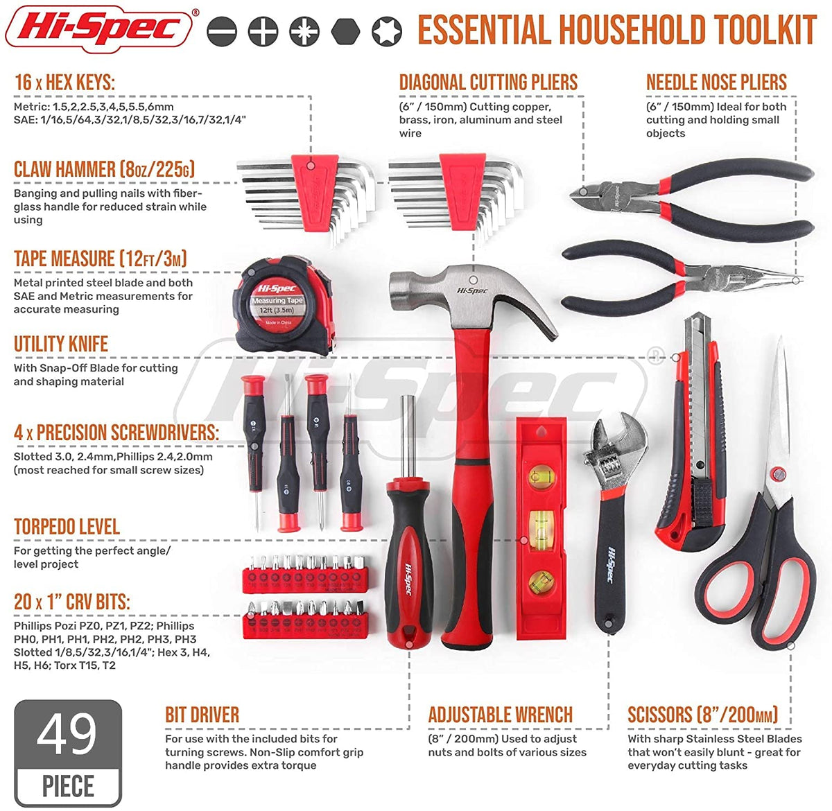 Hi-Spec Auto Mechanic Hand Tool Kit
