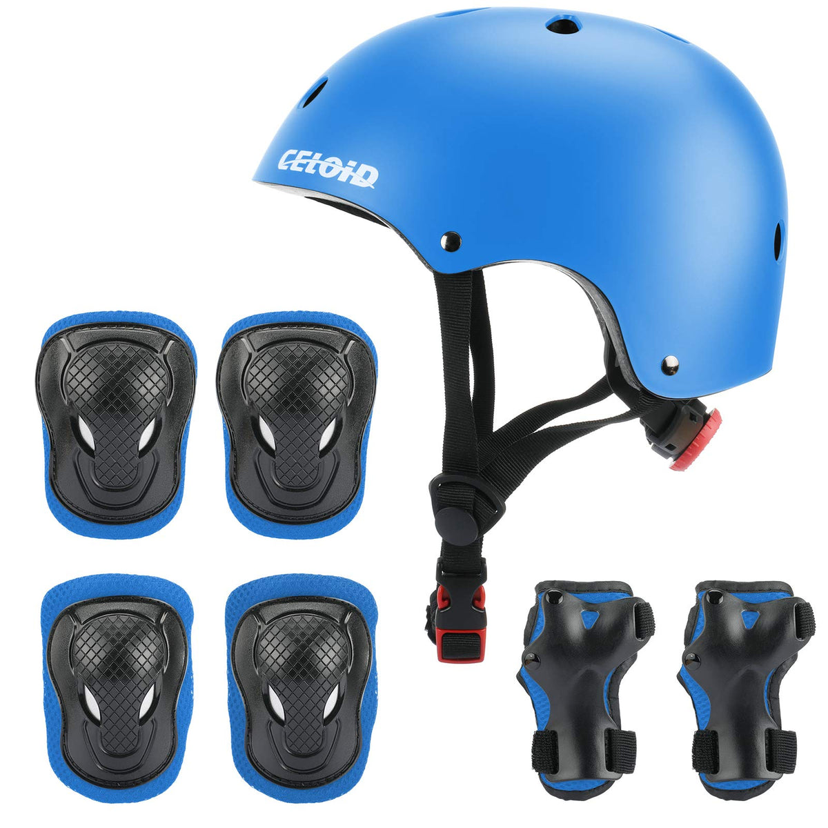 CELOID Kids Bike Skateboard Helmet Pad Set,Toddler Cyling Protective Gear Knee & Elbow Pads Wrist Guards for 5-8-10-12-14-16 Years Girls Boys Bicycle Scooter Roller Skate Inline Skating Rollerblading