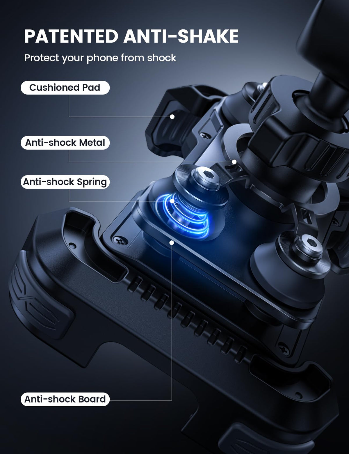 Lamicall Motorcycle Phone Mount with Vibration Dampener for 4.7-6.8" Phones