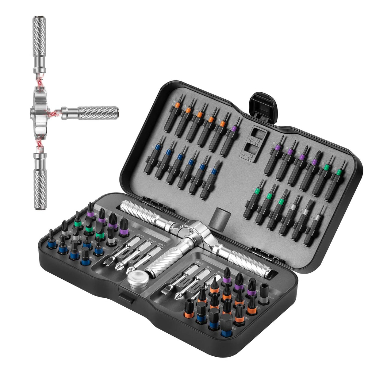 VMAN Ratchet Screwdriver Set, magnetic Screwdriver sets, S2 Steel Bits, DIY Combination Flexible Shaft, Suitable for Furniture Assembly, Precision Electrical Appliance Repair, Bicycle Tools