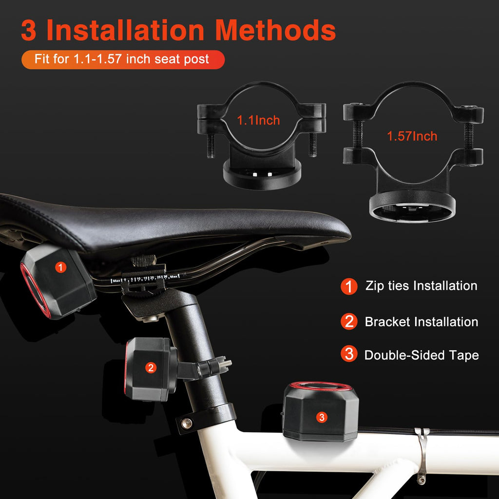 KCMYTONER Anti Theft Bike Tail Light Alarm, Bike Alarms for Ebikes, 4 Lighting Modes, Auto On/Off, USB Rechargeable Safety Red LED Taillight Waterproof Road High Lumen COB Cycling Back Light, 200PK