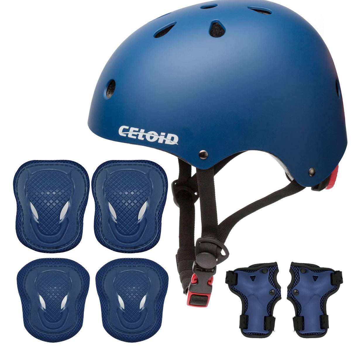 CELOID Kids Bike Skateboard Helmet Pad Set,Toddler Cyling Protective Gear Knee & Elbow Pads Wrist Guards for 5-8-10-12-14-16 Years Girls Boys Bicycle Scooter Roller Skate Inline Skating Rollerblading
