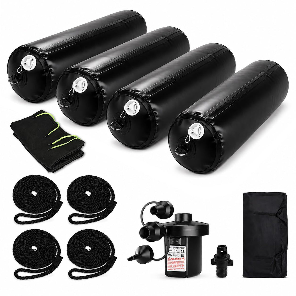 FUCNEN Inflatable Boat Fenders for Docking Heavy Duty Boat Bumpers 10"x27.5"/24" x 5'/18" x 10' Dock Fenders for Pontoon, Fishing Boat, Yacht