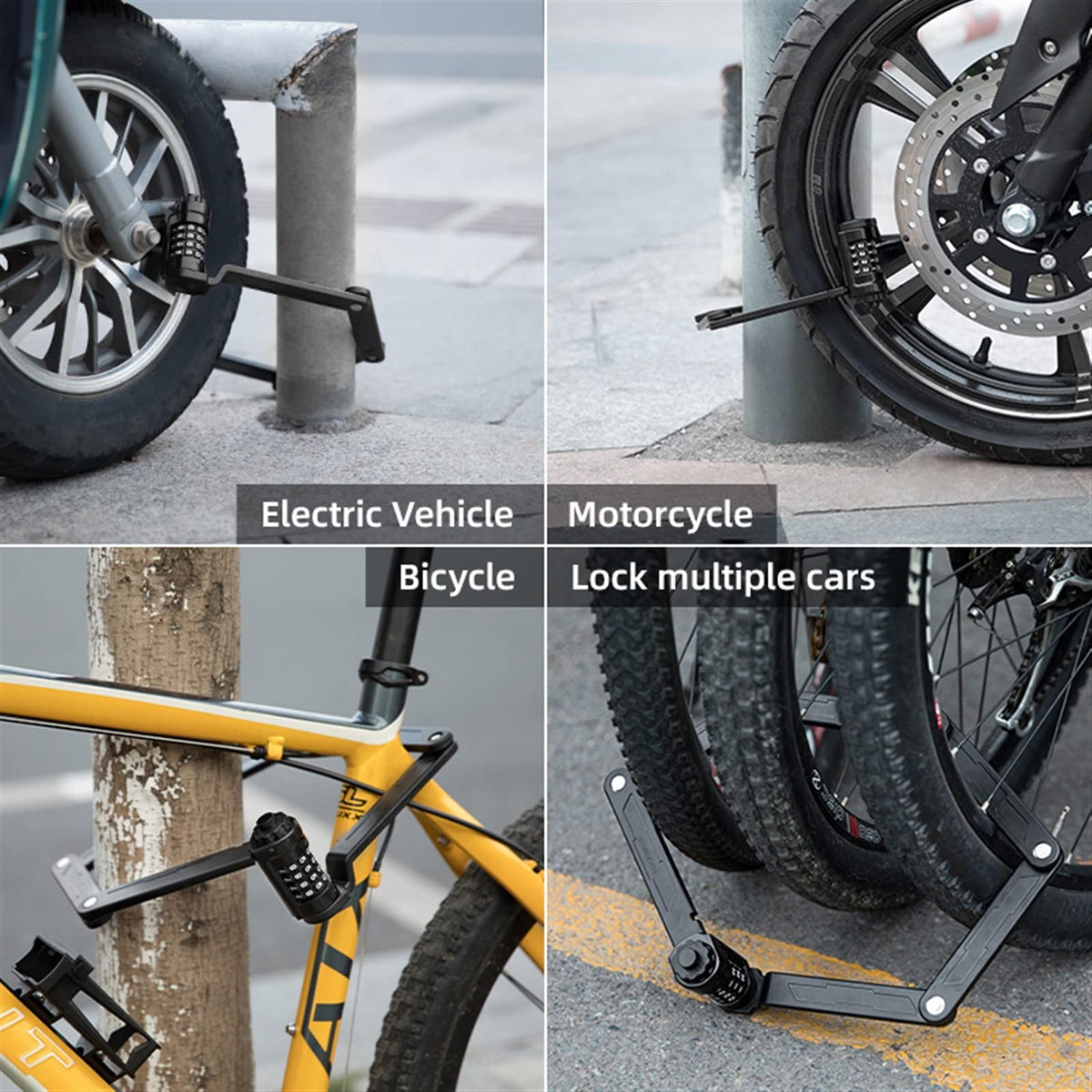 Bike Lock ，Steel Cable Alloy Lock ，Fingerprint Bicycle Lock Zinc Alloy Four-Digit Secret Anti-Theft Foldable Password 85CM Lock Door Moto Bike Accessories Lock