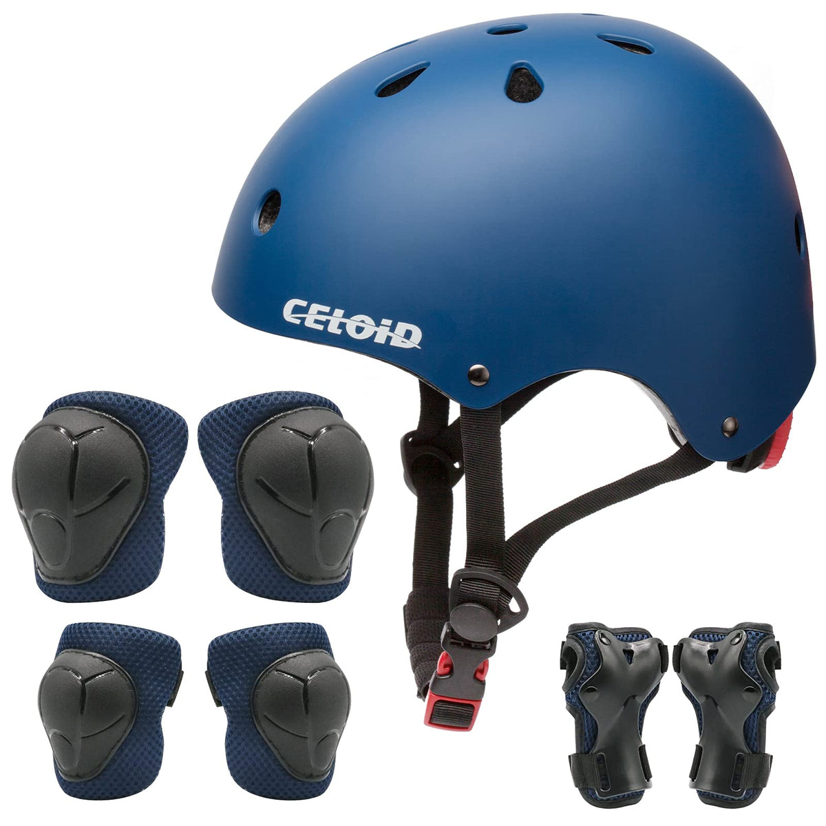CELOID Kids Bike Skateboard Helmet Pad Set,Toddler Cyling Protective Gear Knee & Elbow Pads Wrist Guards for 5-8-10-12-14-16 Years Girls Boys Bicycle Scooter Roller Skate Inline Skating Rollerblading
