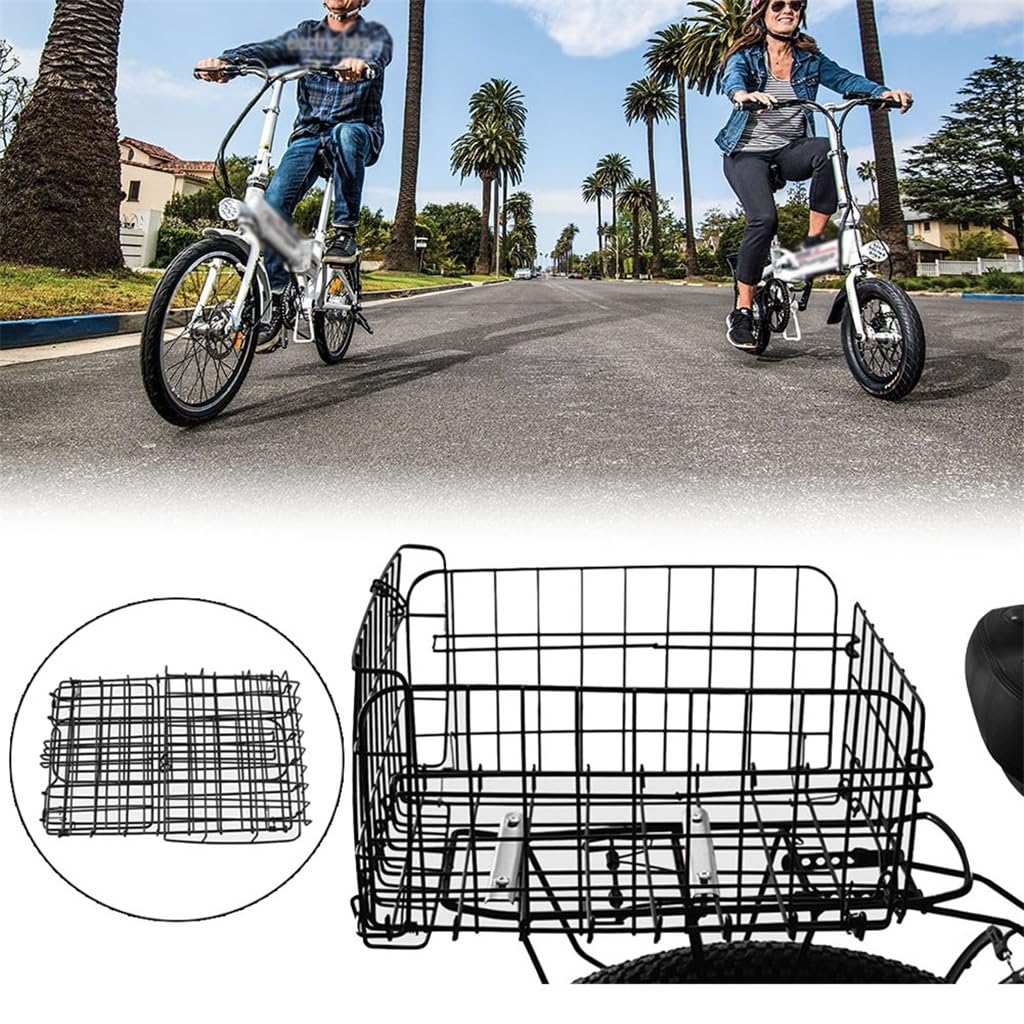 FRTHLK Foldable Stainless Steel Rear Bike Basket Bag