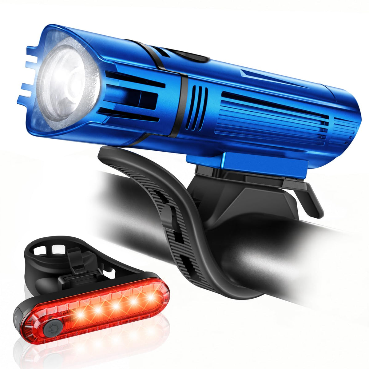 Ascher Ultra Bright USB Rechargeable Bike Light Set, Powerful Bicycle Front Headlight and Back Taillight, 4 Light Modes, Easy to Install for Men Women Kids Road Mountain Cycling