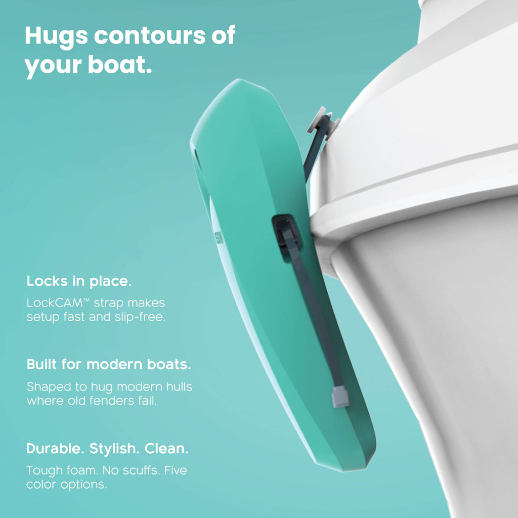MISSION Boat Gear Sentry Boat Fenders 2 Pack - Heavy Duty Boat Fenders for Docking - Flat Hull-Hugging Boat Bumpers for Safe Boat Protection