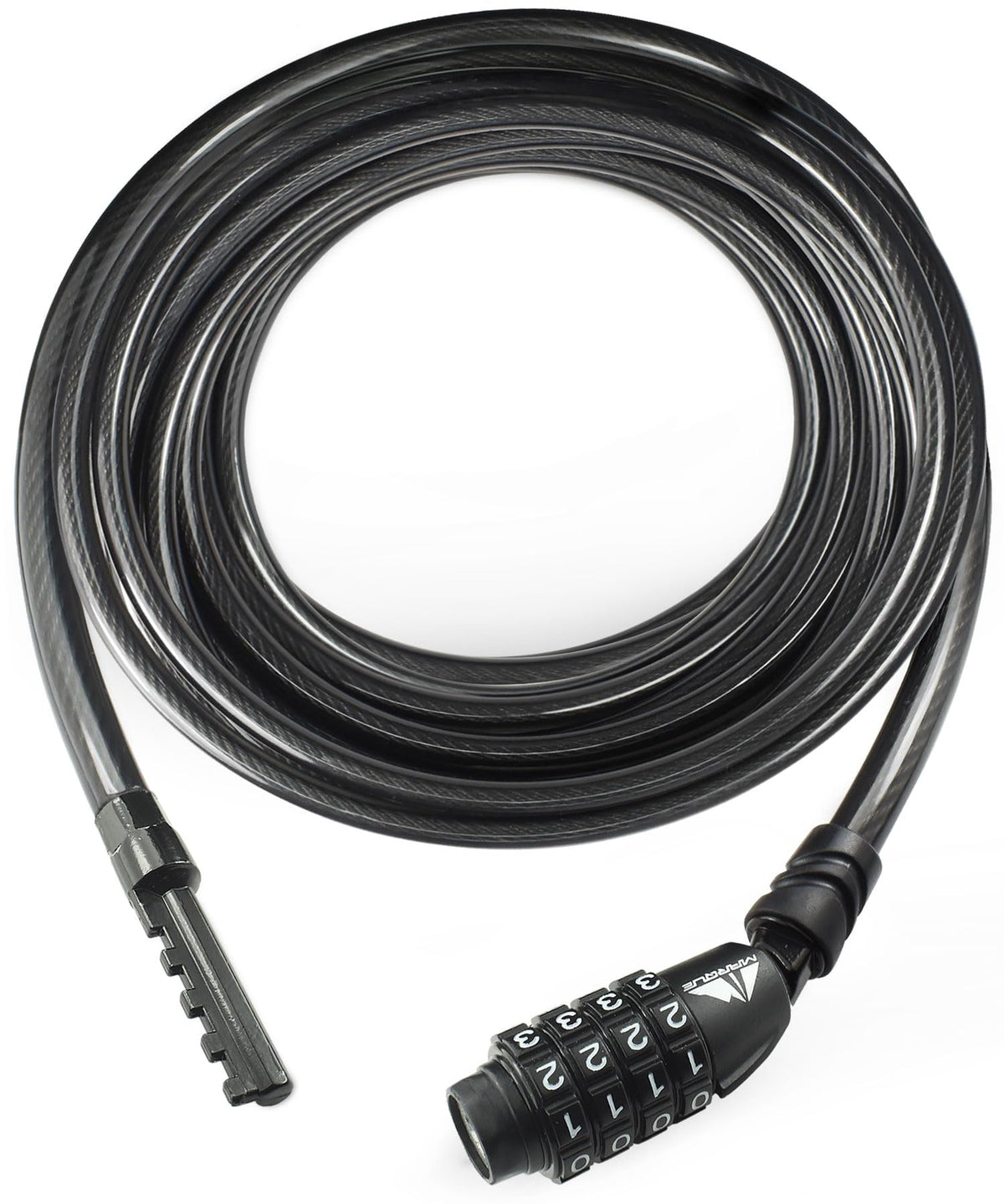MARQUE Straight Combination Bike Lock Cable - 3/8 inch (5FT, 10FT, 15FT, 25FT) Resettable Combination Lock, Anti-Theft Security Cable for Bicycles, Kayaks, Paddle Boards and Outdoor Gear