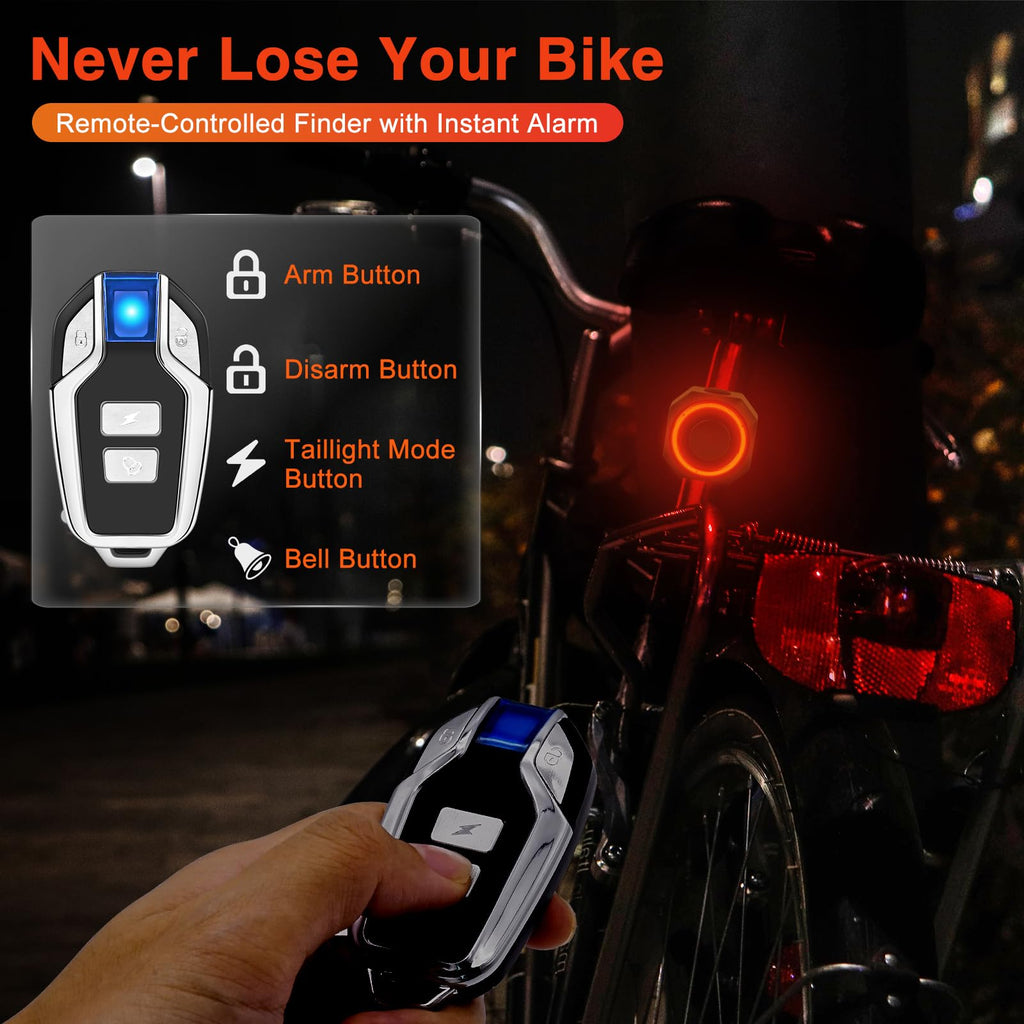 KCMYTONER Anti Theft Bike Tail Light Alarm, Bike Alarms for Ebikes, 4 Lighting Modes, Auto On/Off, USB Rechargeable Safety Red LED Taillight Waterproof Road High Lumen COB Cycling Back Light, 200PK