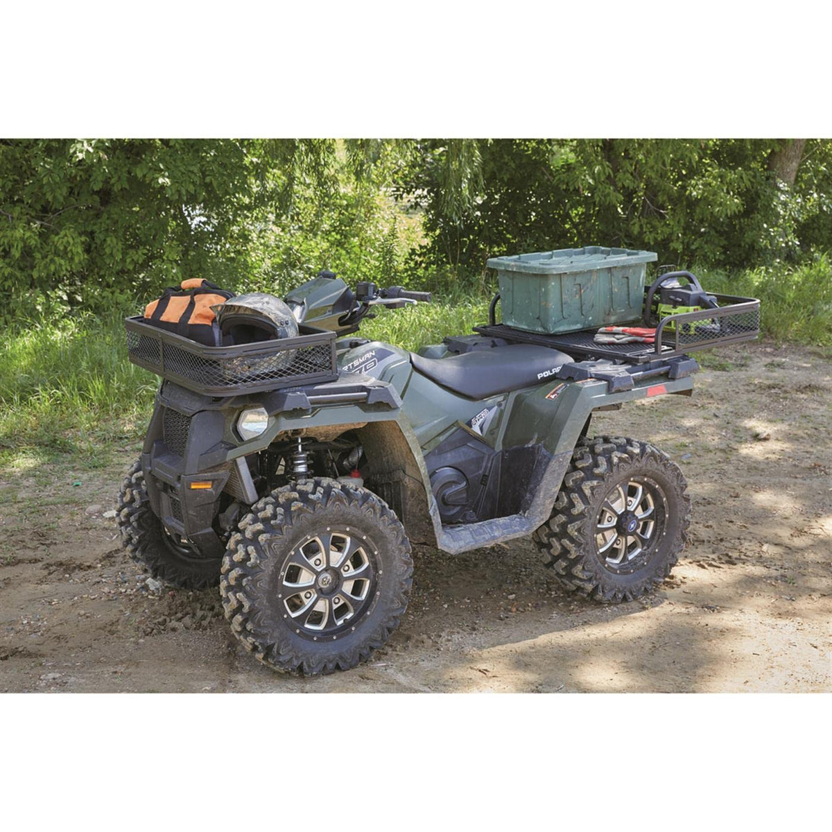 Guide Gear Universal ATV Front and Rear Cargo Basket Set, Luggage Carrier Racks, Heavy-Duty Steel Mesh, 2 Piece