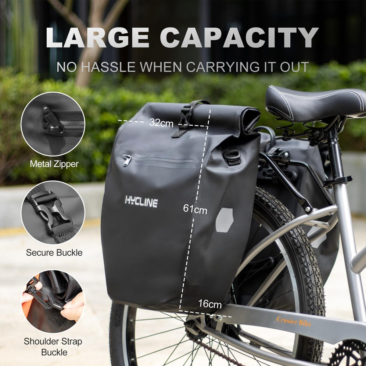 Hycline Waterproof Bike Panniers Bag: Bicycle Rear Rack Bags 28L
