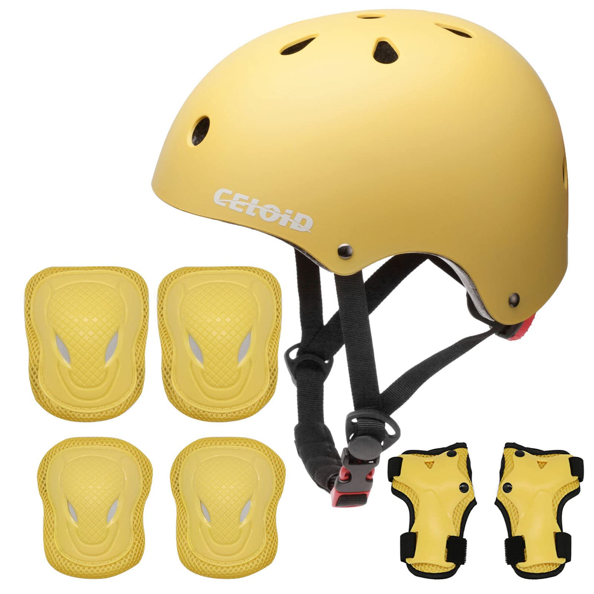 CELOID Kids Bike Skateboard Helmet Pad Set,Toddler Cyling Protective Gear Knee & Elbow Pads Wrist Guards for 5-8-10-12-14-16 Years Girls Boys Bicycle Scooter Roller Skate Inline Skating Rollerblading
