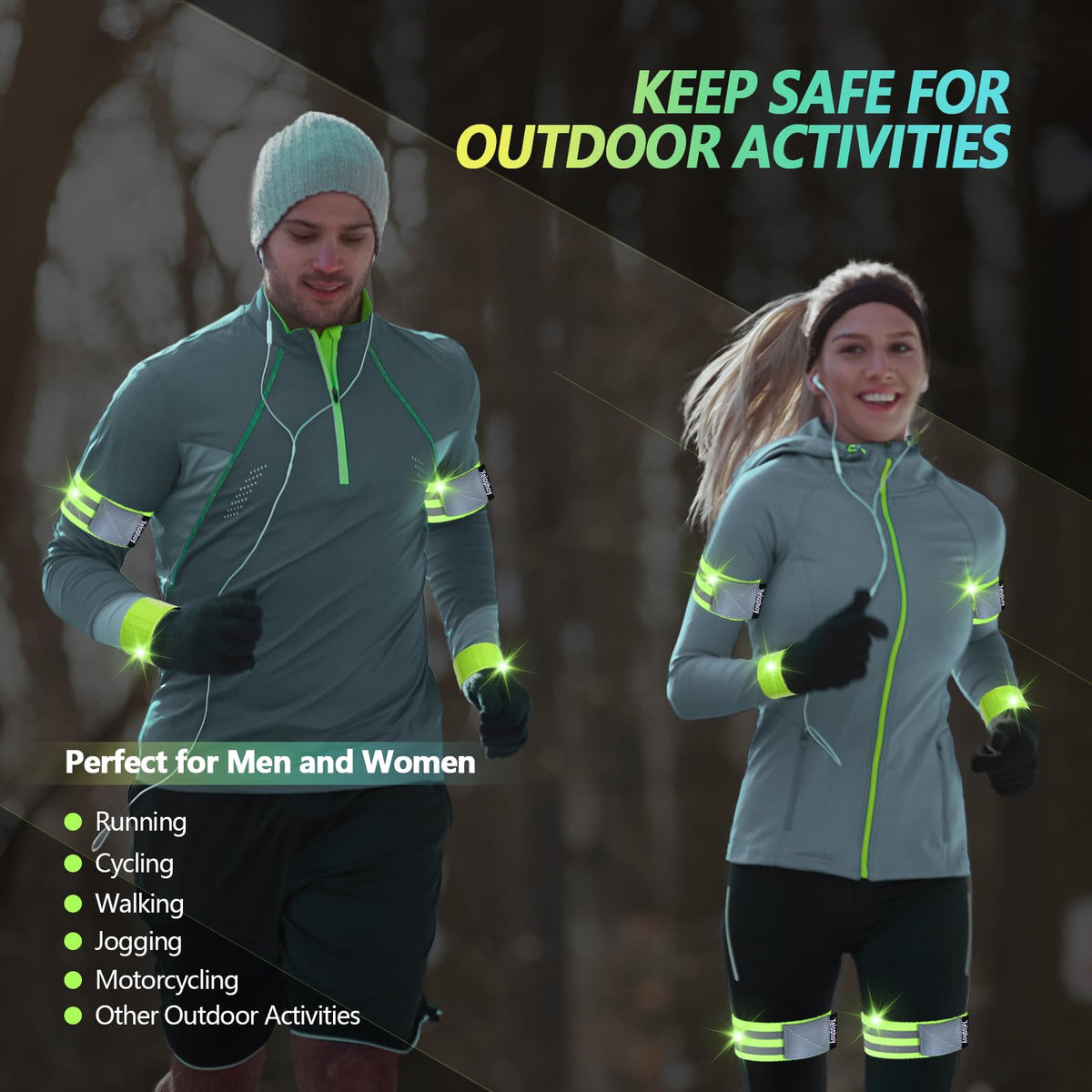 Xeiophoy Reflective Running Gear, Night Running Reflective Gear, 6 Count