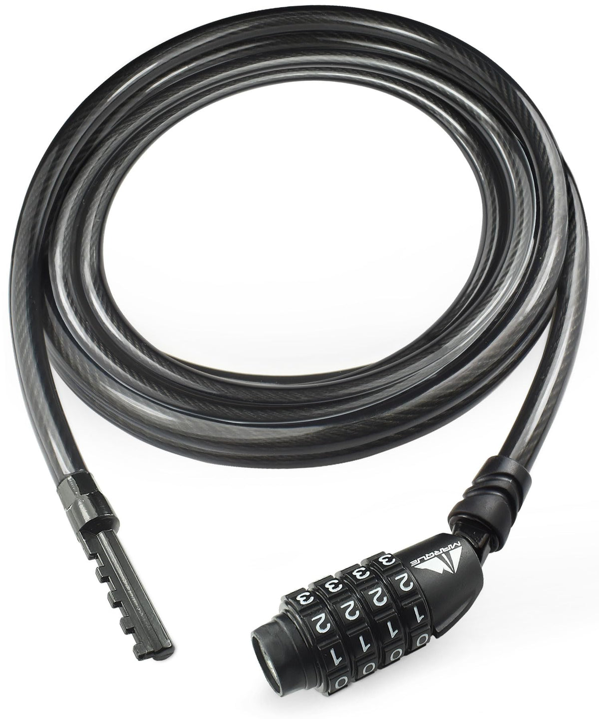 MARQUE Straight Combination Bike Lock Cable - 3/8 inch (5FT, 10FT, 15FT, 25FT) Resettable Combination Lock, Anti-Theft Security Cable for Bicycles, Kayaks, Paddle Boards and Outdoor Gear
