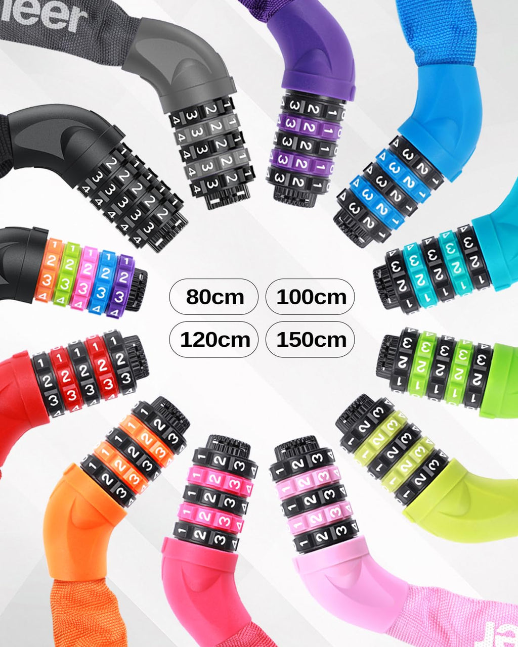 Sportneer Bike Lock: 5 Digit Combination High Security Anti Theft Bike Chain Lock - 3.2/3.6/4ft Heavy Duty Keyless Bicycle Lock for Bike, Motorcycle, Scooter, Door & Gate - 4/6mm Thick, Easy to Use