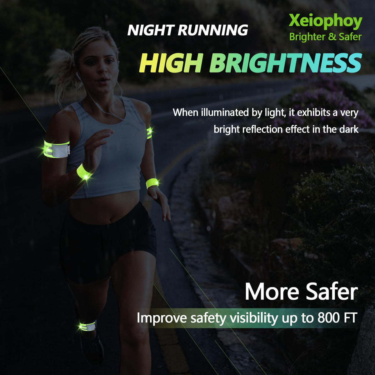 Xeiophoy Reflective Running Gear, Night Running Reflective Gear, 6 Count