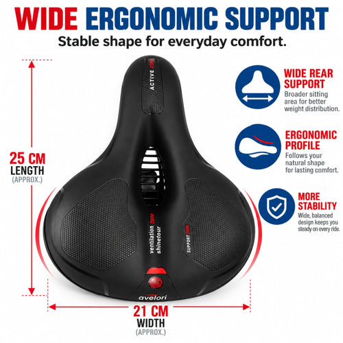 Avelori Bike Comfort Bundle – Premium Memory Foam Bicycle Saddle with Dual Spring Suspension & Ergonomic Lock-On Handlebar Grips – Universal Fit for MTB, Road, and Cruiser Bikes